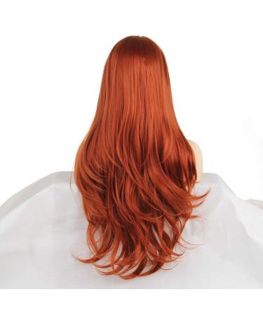 Xtrend 24 Inch Copper-Red Welly Lace Front Wig - Synthetic Heat-Resistant Natural Looking Glue-Free Part - Chestnut Brown Loose Corrugated Ginger Wig - Buy Online on GoSupps.com