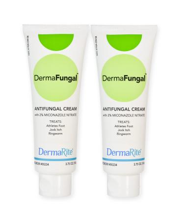 DermaFungal Antifungal Cream - Treats and Prevents Most Athlete s Foot Jock Itch and Ringworm - 2% Miconazole Nitrate 2 Tubes 3.75 oz Each 3.73 Ounce (Pack of 2)