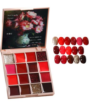 Walopola Solid Cream Gel Nail Polish 16 Colors Nail Cream Gel Nail Polish Palette Solid Gel Nail Polish Gel Manicure Palette Nail Glue for Women 16 Colors Red - Buy Online on GoSupps.com