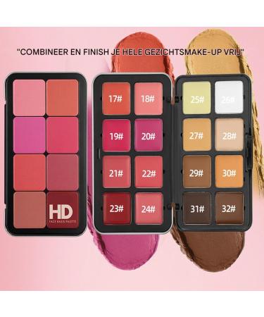 Cream Blush Palette Sixteen Colors Cream Eyeshadow Make up Blush Long Lasting Highlighter Concealer Bronzer for Makeup Women Girls Travel Work Parties - Buy Online on GoSupps.com
