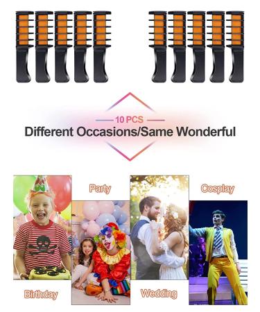 10 PCS Hair Chalk Comb - TOROKOM Temporary Bright Washable Hair Color for Girls - Non Toxic Dye for Valentine's Day, Halloween, Christmas - Orange - Buy Online on GoSupps.com