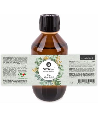 VitAfeel Organic Almond Oil - 100% Pure Cold-Pressed Vegan | Ideal for Skin Hair Aromatherapy & Massage | 250ml - Buy Online on GoSupps.com