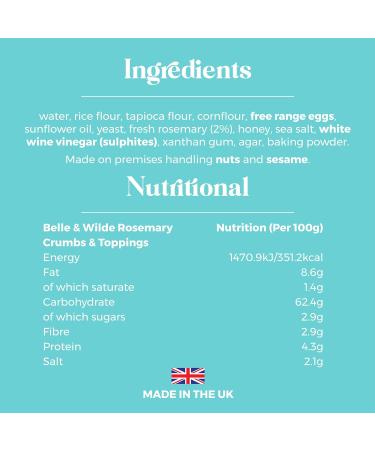 Belle & Wilde Rosemary Breadcrumbs & Toppings - 100% Natural, Preservative-Free | Vegetarian & Gluten-Free Friendly - Buy Online on GoSupps.com
