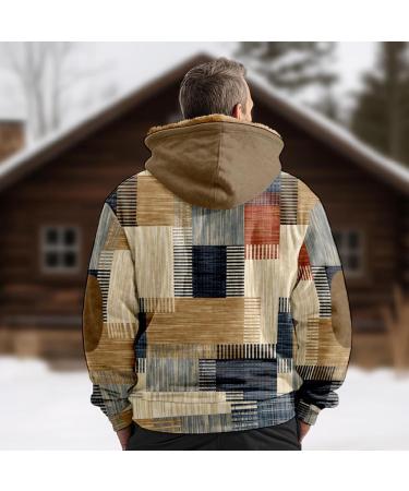 Shop Hanxiulin Men's Fleece Plush Jacket - Oversized Warming Zipper Hoodie | Lightweight Quilted Winter Coat in Khaki & More Color Variants - Buy Online on GoSupps.com