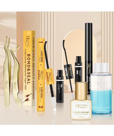 QUEWEL Eyelash Bond & Seal Duo - Waterproof & Strong Hold Formula for DIY Lash Extensions at Home - 5ml+5ml | XP-bond&seal-black - Buy Online on GoSupps.com
