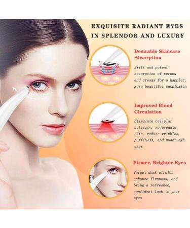 Eye Lift Wand - 3 in 1 Vibrating Eye Massager for Dark Circles Puffiness & Fine Lines - LCD Display 98 F to 113 F - Pure White - Buy Online on GoSupps.com