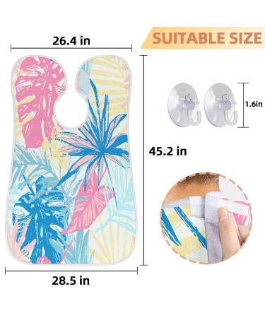 Colorful Tropical Leaf Beard Bib Apron - Waterproof Grooming Cape for Men | Perfect Gift - Non-Stick Hair Catcher with Suction Cups - Buy Online on GoSupps.com