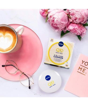 NIVEA Q10 3EN1 Cushion Tono Medio 15ml - Perfeccionador Facial Hidratante Anti-Aging con Protector Solar - Piel Uniforme y Natural - Buy Online on GoSupps.com
