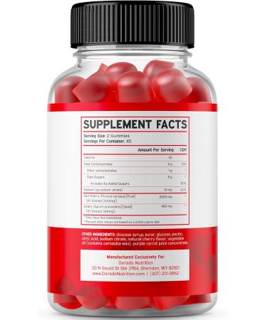 Tart Cherry Gummies for Uric Acid Support | 2400mg Antioxidant Non-GMO & Gluten-Free | Delicious Cherry Flavor | 90 Gummies - Buy Online on GoSupps.com