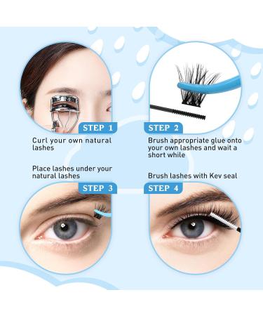 KevKev 540 Pcs D Curl Individual Lash Clusters | Wispy & Natural Look | DIY Extensions | 4 Styles (D-Mix 8-16mm) - Buy Online on GoSupps.com