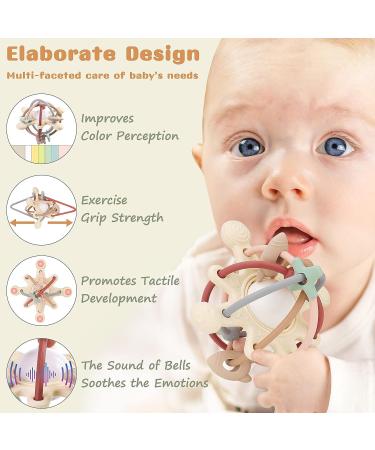 HHMY Teething Toys for Babies 3-36 Months | Soft Silicone Montessori Baby Toys | Chew & Rattle Teether for Toddlers | Sensory Gift for Boys & Girls - Buy Online on GoSupps.com
