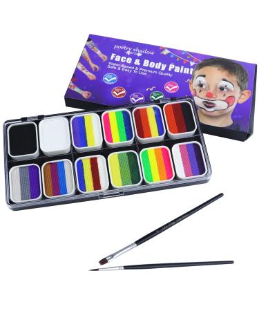 Body Painting Face Paint Kit 12 Colors Professional Pallet Washable With Brush For Children Art Show Halloween Party Colsplay Makeup Body Festive