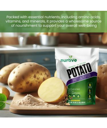 NURTIVE Potato Protein Peptide Powder - Plant-Based, Rich in Nutrients - Peptide Enriched Formula - Ideal for Shakes, Baking & Cooking - Non-GMO & Vegan Friendly - 26 Servings (16 oz / 454g) - Buy Online on GoSupps.com