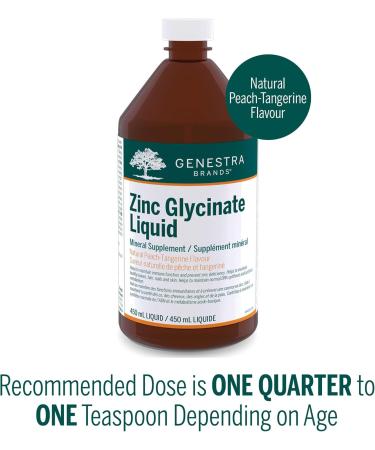 Genestra Brands - Zinc Glycinate Liquid - 450 ml Liquid - Natural Peach-Tangerine Flavour - Buy Online on GoSupps.com