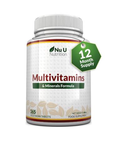 Multivitamin Tablets for Men & Women - 365 Tablets - 1 Year Supply - 25 A-Z Multivitamins & Minerals Including Iron Zinc & Vitamin D - One a Day - Made in The UK