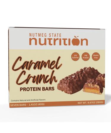 Nutmeg State Nutrition - High Protein Bars, Gluten Free, Low Cholesterol, Low Sodium, Low Sugar, Ideal Protein Compatible, 7 Servings Per Box (Caramel Crunch)