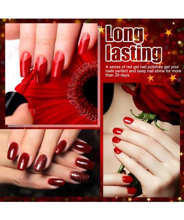 SHOWNAIL 21Pcs Sparkle Red Gel Nail Polish Set - Soak Off, Base Glossy Matte Top Coat, Classic Red Colour - Nail Art Starter Kit 8ml - Buy Online on GoSupps.com