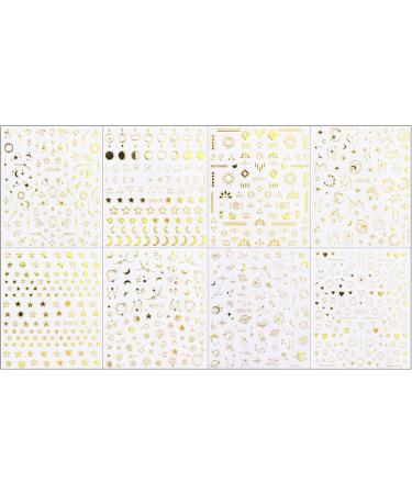 8 Sheets Gold Star Moon Nail Art Stickers Decals Self-Adhesive Metallic Ramadan Zodiac Design Manicure Tips Nail Decoration for Women Girls - Buy Online on GoSupps.com