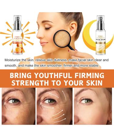 Vitamin C & Vitamin E Serum Facial Set Morning C and Night E Skincare Gift Set Anti-Wrinkle Tighten Skincare Set with Vitamin C & Collagen Serum (Day Use) Retinol & Vitamin E Serum(Night Use) - Buy Online on GoSupps.com