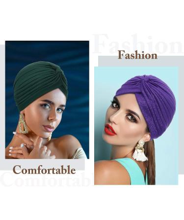 6-Piece Multicolor Soft Turban Head Wrap Set for Women - Pleated Beanie Cap Collection - Buy Online on GoSupps.com