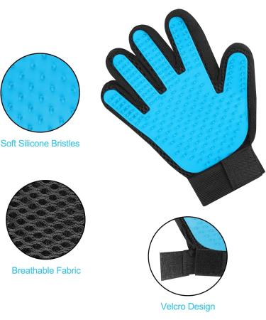 Fousenuk Silicone Pet Care Gloves for Dogs & Cats - Deshedding Bathing & Massage - Adjustable Fur Care with Velcro Fastener - Buy Online on GoSupps.com