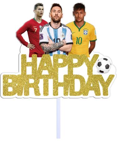 Soccer Star Birthday Cake Topper Soccer Boys Birthday Party Cake Decorations Golden(M+C) - Buy Online on GoSupps.com
