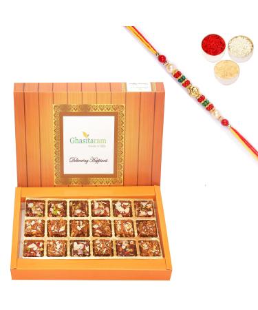 Ghasitaram Gifts Rakhi Gifts for Brothers Rakhi Gifts Sugarfree Sweets - Ghasitarams Natural Sugarfree Mix 400 GMS with Beads Rakhi