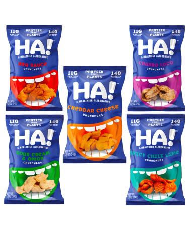 HA! - The Healthier Alternative Snacks - Variety Pack All Flavors 5-Pack (1.2oz Bags), High Protein, Low Calorie, Gluten Free, Vegan, Non-GMO Snack for Work, School Snacks, Healthy Junk Food