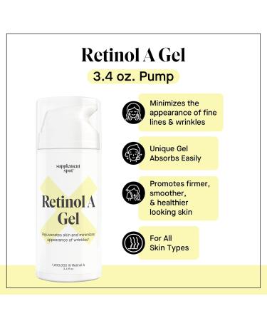Retinol-A Gel | Best Anti-Aging Moisturizer for Fine Lines & Wrinkles | Daily Vitamin A Facial Gel | Smooth Firm Youthful Skin (3.4 oz - Buy Online on GoSupps.com