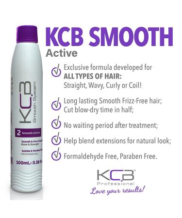 KCB Professional Smooth System Brazilian Keratin Hair Treatment - 2 Steps for Smoothing, Frizz Control, and Blowout - Formaldehyde-Free - 3.38 Fl Oz Kit - Buy Online on GoSupps.com