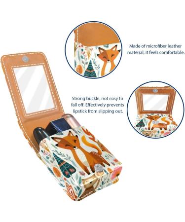 Colorful Fox Leather Lipstick Case | Mini Lip Gloss Organizer with Mirror - Perfect for Travel | J211v2eahr - Buy Online on GoSupps.com