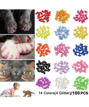 Joyjuly 100Pcs Cat Nail Caps Soft Paw Covers in 5 Colors with Glue Size M - International Shipping - Buy Online on GoSupps.com