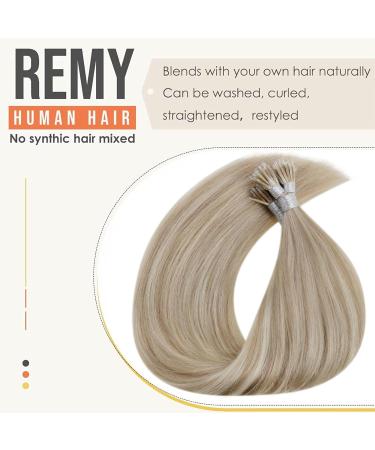 LAAVOO Remy Nano Ring Hair Extensions - 50cm Cold Fusion Ash Blonde #P18/613 50 Strands 1g/S Real Human Hair - Shop Now! - Buy Online on GoSupps.com