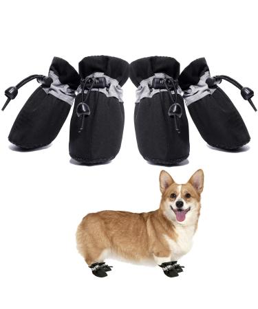 Dog Snow Winter Boots & Paw Protectors Shoes for Small Medium Dogs and Puppies Anti-Slip size 6: 1.77"(Width) Black