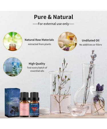 Buy BURIBURI Rose Oil & Peony Essential Oil Set - 100% Pure Diffuser & Massage Oils | 10ml Pack of 2 for Soap Making & Aromatherapy - Buy Online on GoSupps.com