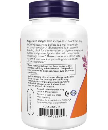 Now Foods Glucosamine Sulfate 750 mg - 120 Capsules for Joint Health | Buy Internationally - Buy Online on GoSupps.com