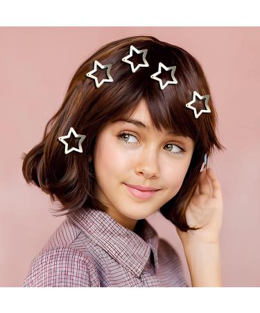 50PCS Silver Star Snap Hair Clips | Non-Slip Hair Barrettes for Girls & Women - Buy Online on GoSupps.com