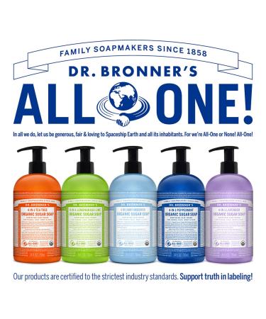 Dr. Bronner's Organic Lemongrass Sugar Soap - 24oz - 4-in-1 Uses - Vegan Formula for Hands, Body, Face, and Hair - Buy Online on GoSupps.com