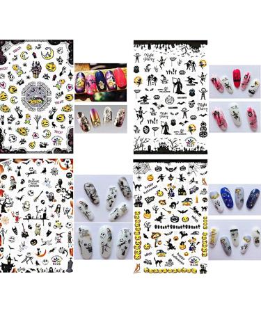 Kalolary Halloween Nail Art Stickers Decals - 3D Design, 1500+ Patterns, Self-adhesive DIY Nail Decorations (12 Sheets) - Pumpkin/Bat/Ghost/Witch - Perfect for Halloween Party - Buy Online on GoSupps.com