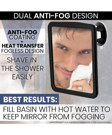 Fogless Shower Mirror for Shaving | Dual Anti-Fog Design | Shatterproof & 360 Swivel | 8x7 Black - Buy Online on GoSupps.com
