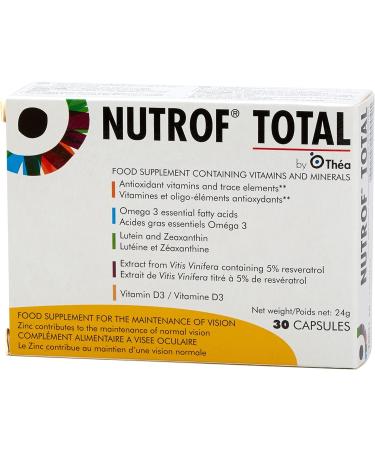 Nutrof Total Capsules Eye Health Supplement with Lutein Zeaxanthin Omega 3 and Antioxidants | Essential Nutrients for Optimal Eye Health | Pack of 30 Capsules (1 Capsule per Day - 1-Month Supply) - Buy Online on GoSupps.com