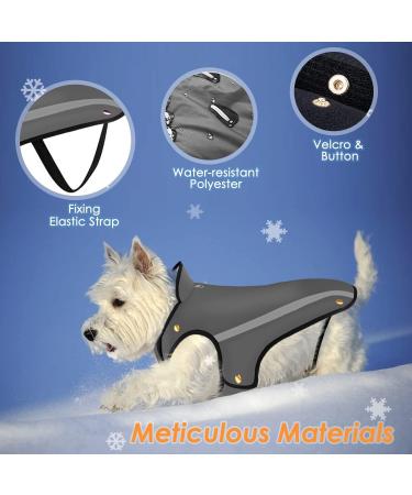 Slowton Dogs Winter Jacket | Adjustable Waterproof Dog Coat with Reflective Stripes | Warm Snowsuit for Pets (L Gray) - Buy Online on GoSupps.com