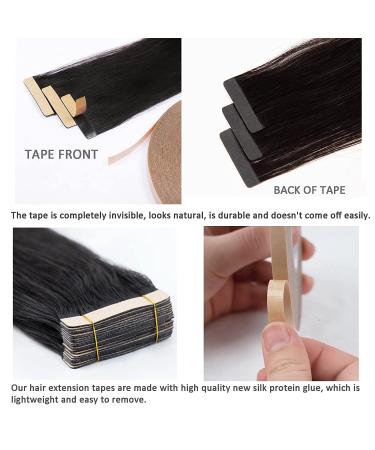Hotlulana 22 Inch Natural Black Tape In Extensions - 40pcs 100g Real Hair Skin Weft #1B - Invisible & 100% Natural - Buy Online on GoSupps.com
