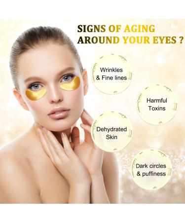 AVJONE 24K Gold Eye Mask - 30 Pair for Puffy Eyes, Dark Circles, Wrinkles - Revitalize Your Skin - Buy Online on GoSupps.com