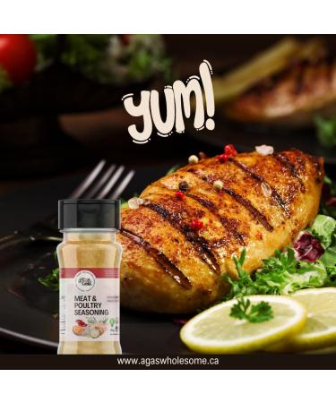 Aga's Wholesome Meat & Poultry Seasoning 100g Low Sodium & MSG Free Natural Spices Plant Based Gluten Free Vegan Non-Irradiated GMO Free - Buy Online on GoSupps.com