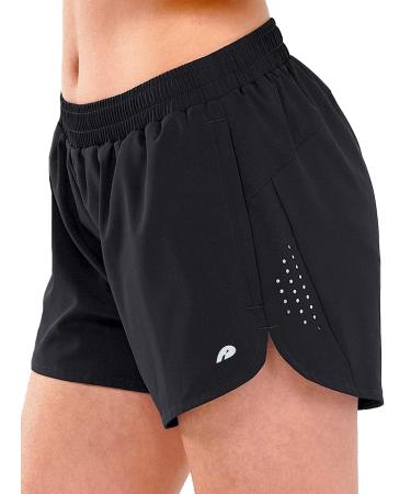 ALLZERO Women's Running Athletic Shorts 3" Quick Dry Workout Shorts Lightweight Active Sports Training Shorts with Liner Black Large