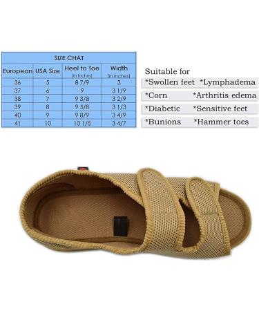 XMSM Memory Foam Diabetic House Slippers for Elderly Swollen Feet - Women's Adjustable Strap Open Toe Sandal in Apricot (Size 6 Wide) - Buy Online on GoSupps.com