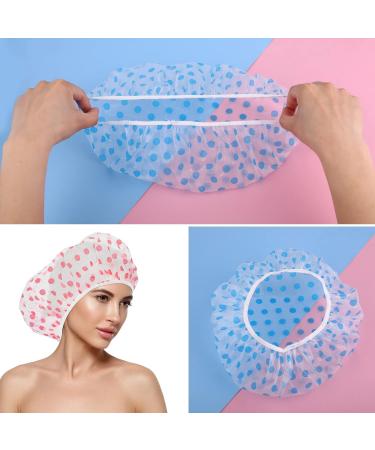 Lusofie 12-Piece Waterproof Shower Caps for Women - Reusable Elastic Shower Hoods for Long Hair - Spa & Salon Essential (Blue Green Pink) - Buy Online on GoSupps.com