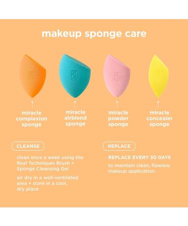 Real Techniques Miracle Complexion Sponge + Concealer Sponge Duo Makeup Blending Sponges For Foundation & Concealer Offers Light To Medium Coverage Natural Dewy Makeup Latex-Free Foam 2 Count 2 count (Pack of 1) Miracle Complexion Sponge and Concealer Spo - Buy Online on GoSupps.com