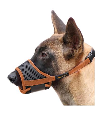 Heele muzzle for dogs adjustable loops breathable safe fast seat for small medium -sized dogs prevents biting chewing and barking (s brown) s brown